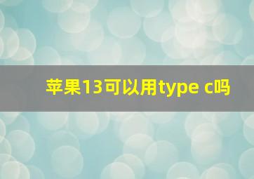 苹果13可以用type c吗